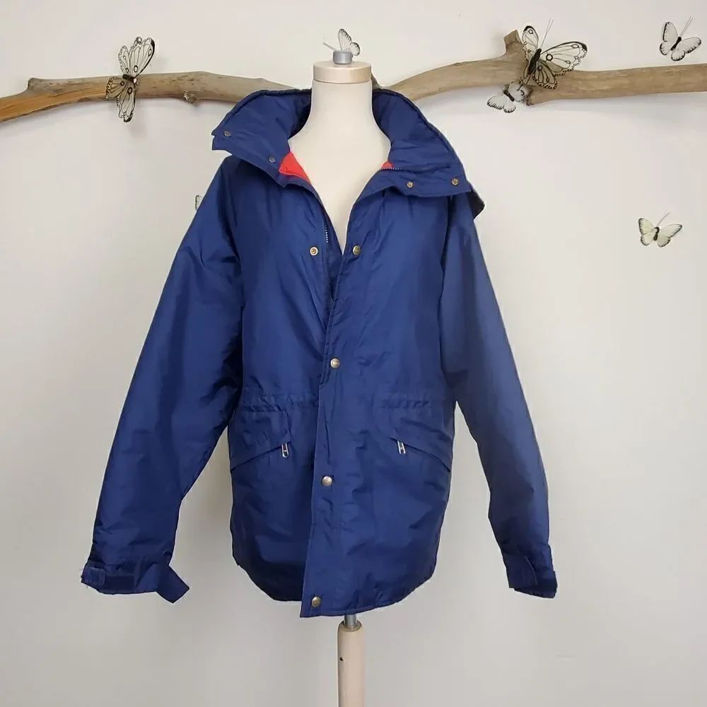 Woolrich goretex parka blue with red lining